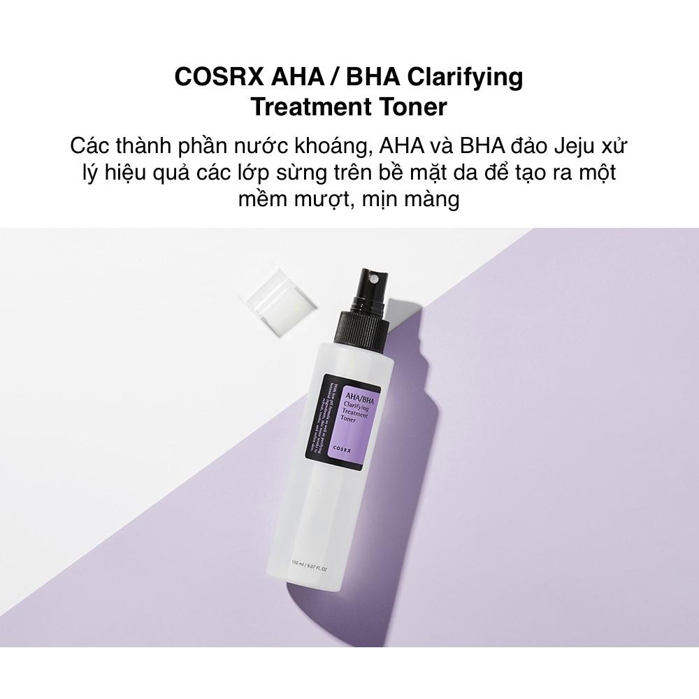 Nước hoa hồng Làm Dịu Da Mụn, Cấp Ẩm Dưỡng Sáng Da COSRX AHA/BHA CLARIFYING TREATMENT TONER 50ml/100ml