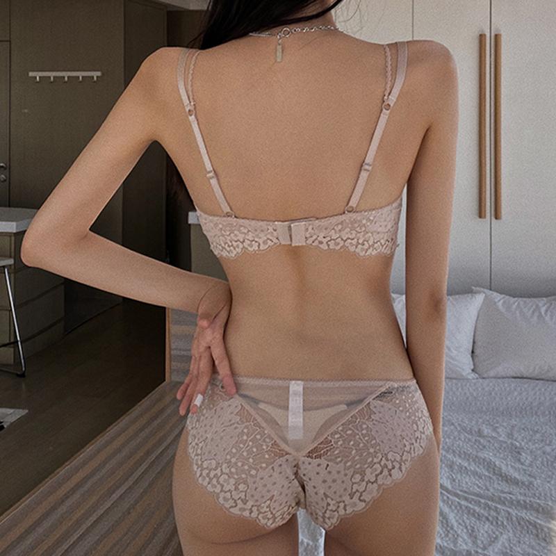 CINOON Pháp Ren Thêu Bộ Đồ Lót Mỏng Cúp Áo Bralette Đẩy Lên Áo Ren Lót Trong Suốt Áo Ngực Và Quần Bộ