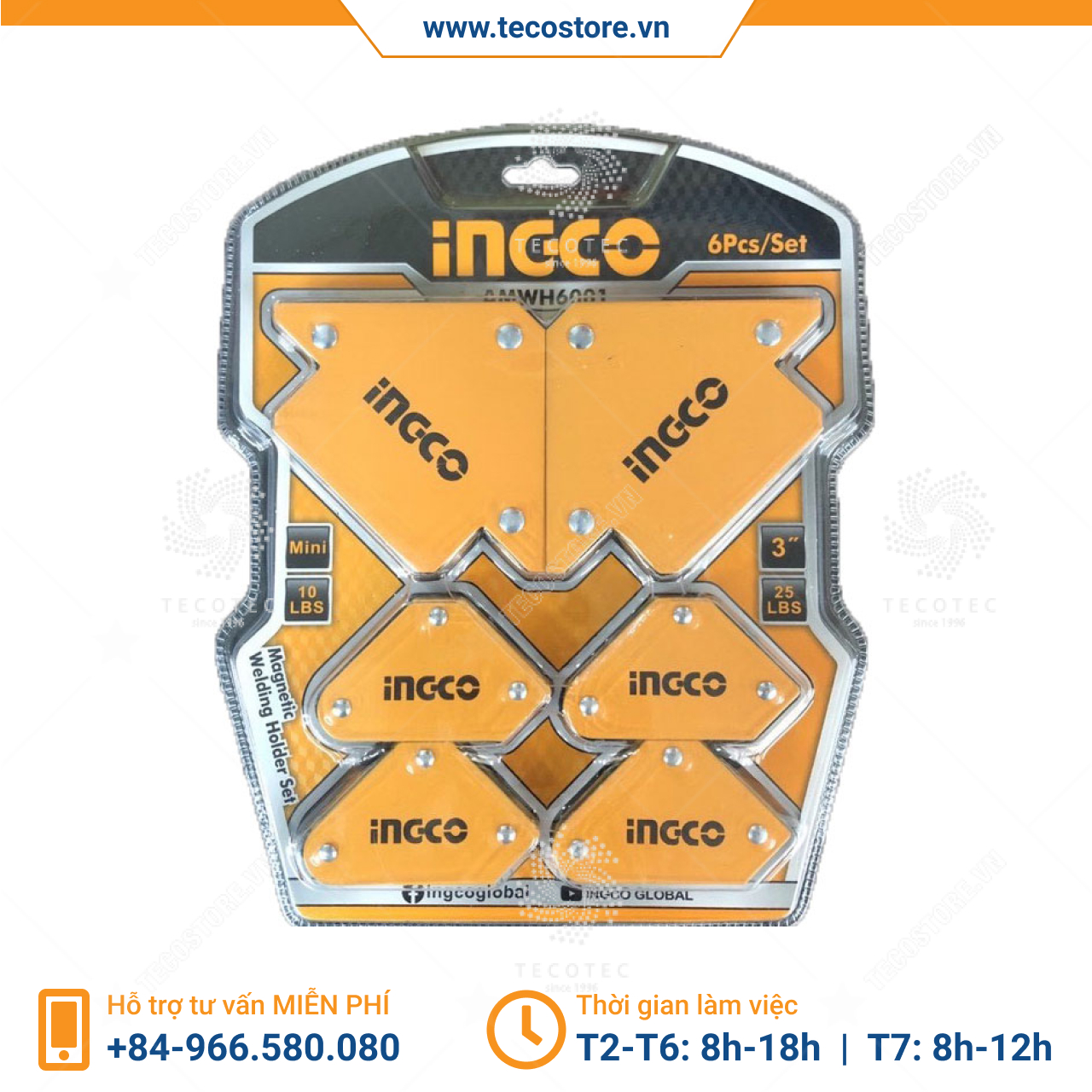 Bộ ke góc hàn nam châm 6 chi tiết INGCO AMWH6001