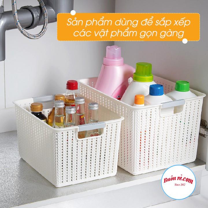 Rổ đan 3 size đa năng nhựa – Rổ đan mây đựng đồ tiện lợi