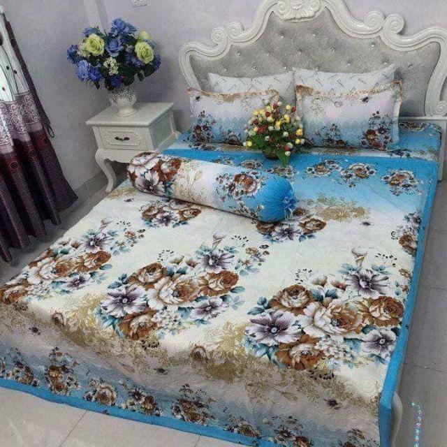 TRỌN BỘ 5 MÓN CHĂN DRAP ÁO GỐI COTTON POLY
