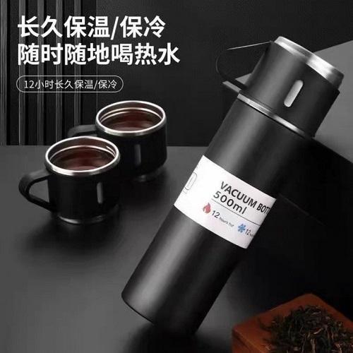 Bình Giữ Nhiệt Cao Cấp 500ml Lõi Inox 304 Tặng Kèm 2 Cốc Cách Nhiệt, Fullbox Làm Quà Tặng Sang Trọng