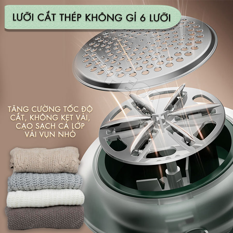 Máy cắt lông xù quần áo không dây Kemei KM-2720 thiết kế 6 lưỡi cắt thông dụng cắt lông xù nhiều loại vải - Chính hãng