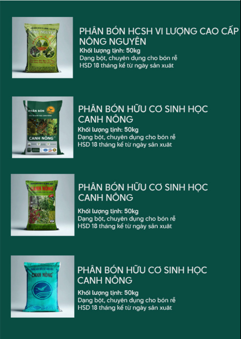 Phân bón hữu cơ sinh học Canh Nông