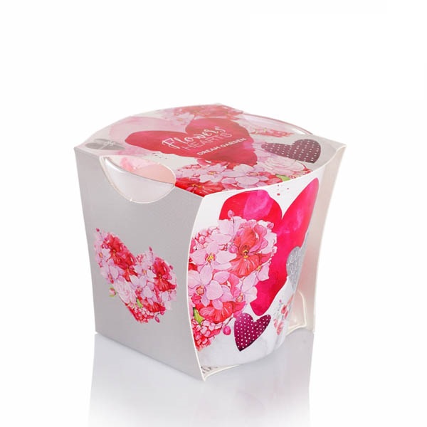 Ly nến thơm Bartek Candles BAT0587 Flowers Hearts 115g (Hương hoa păng xê)