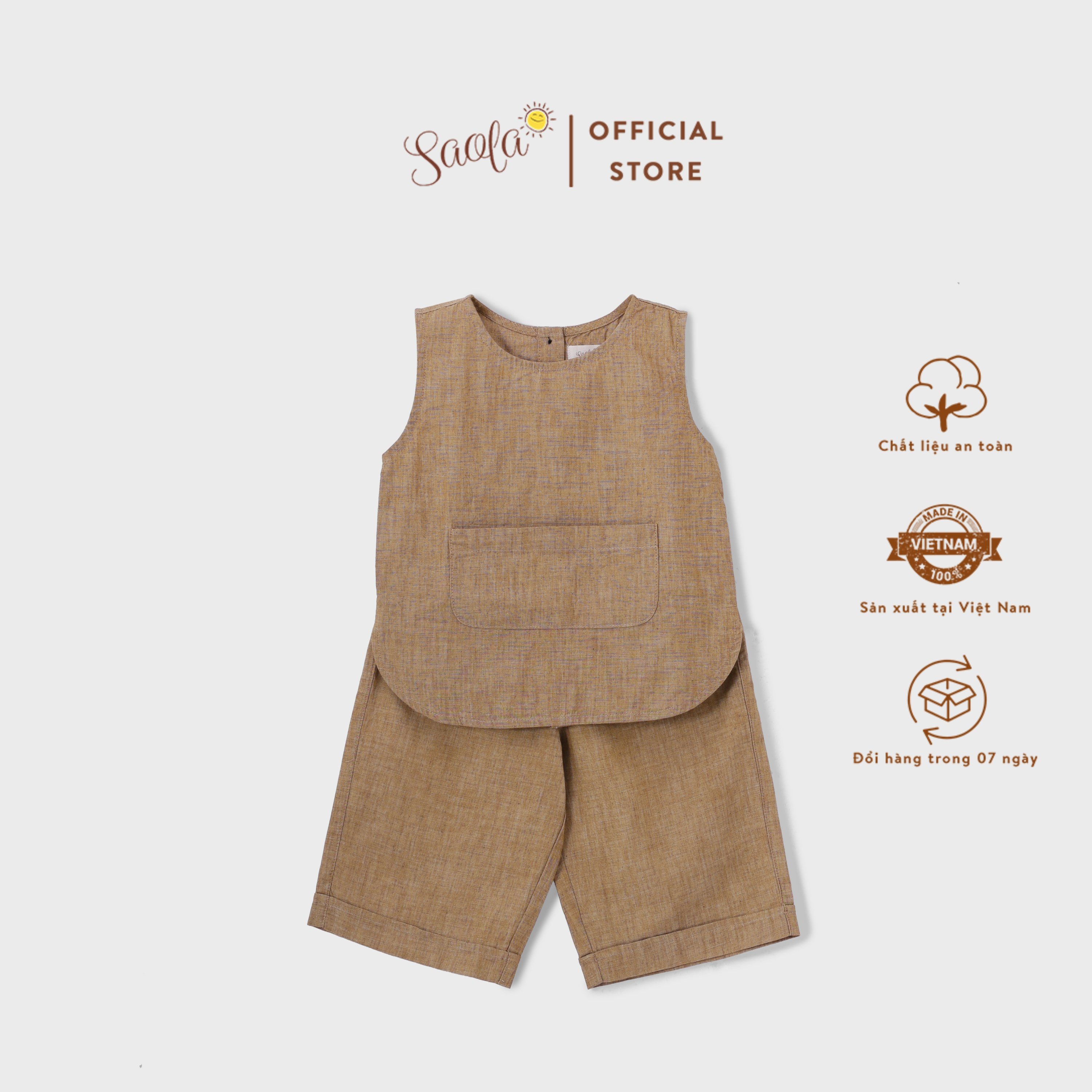 Bộ Áo Quần Linen Thoáng Mát Cho Bé Trai / Bé Gái - AMY SET - SEL006 - SAOLA KIDS CLOTHING