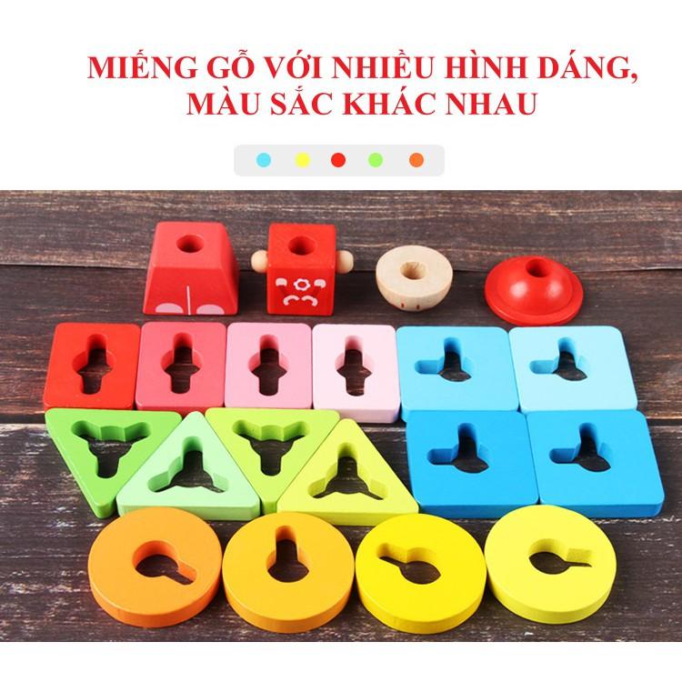 Bộ Luyện Tay Luồn Cọc Bằng Gỗ Theo Phương Pháp Montessori Giúp Rèn Sự Khéo Léo Tặng Tranh Ghép