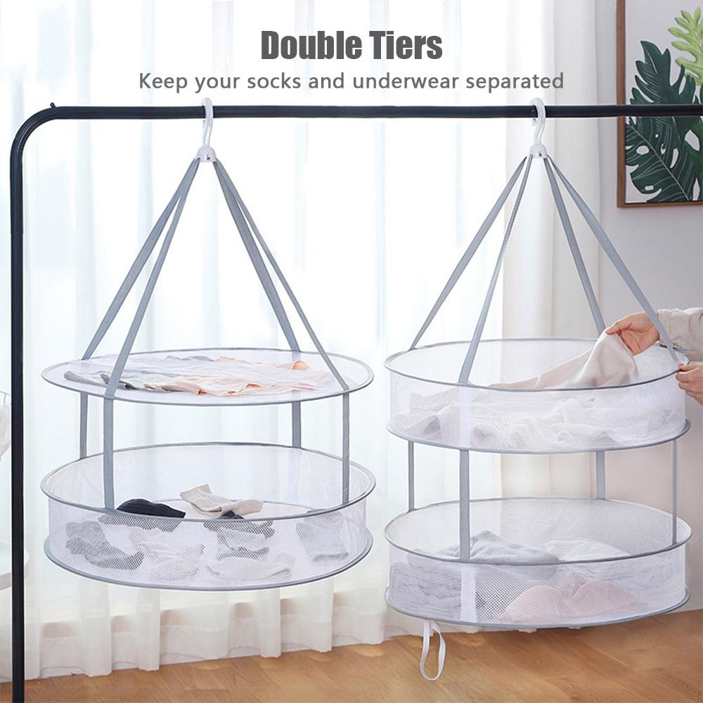 Giá phơi đồ 2 tầng lưới có thể gập lại