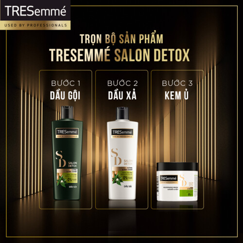 Dầu gội TRESEMME Salon Detox Dưỡng tóc chắc khỏe bóng mượt Gừng và Trà xanh Giúp detox tóc sạch sâu 850g