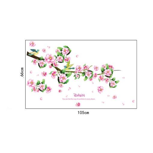 Decal trang trí Hoa Đào hồng xinh đẹp