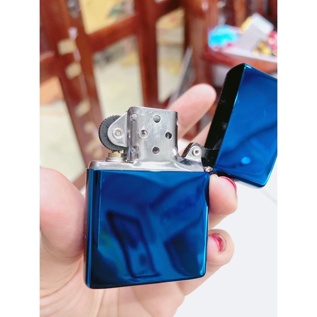 Bật Lửa, hộp quẹt Zippo Màu Xanh Saphire Logo - Có Tem Đỏ