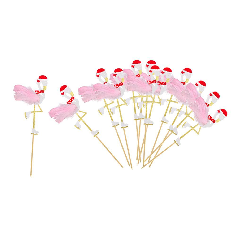 12pcs Cake Topper Picks Flamingo Cupcake Decor Birthday Party