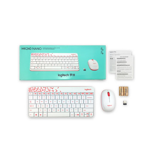 Bàn phím không dây Nano Logitech MK240 Bộ kết hợp chuột chơi game Máy tính xách tay chơi game Gamer Bộ mini chống nước công thái học