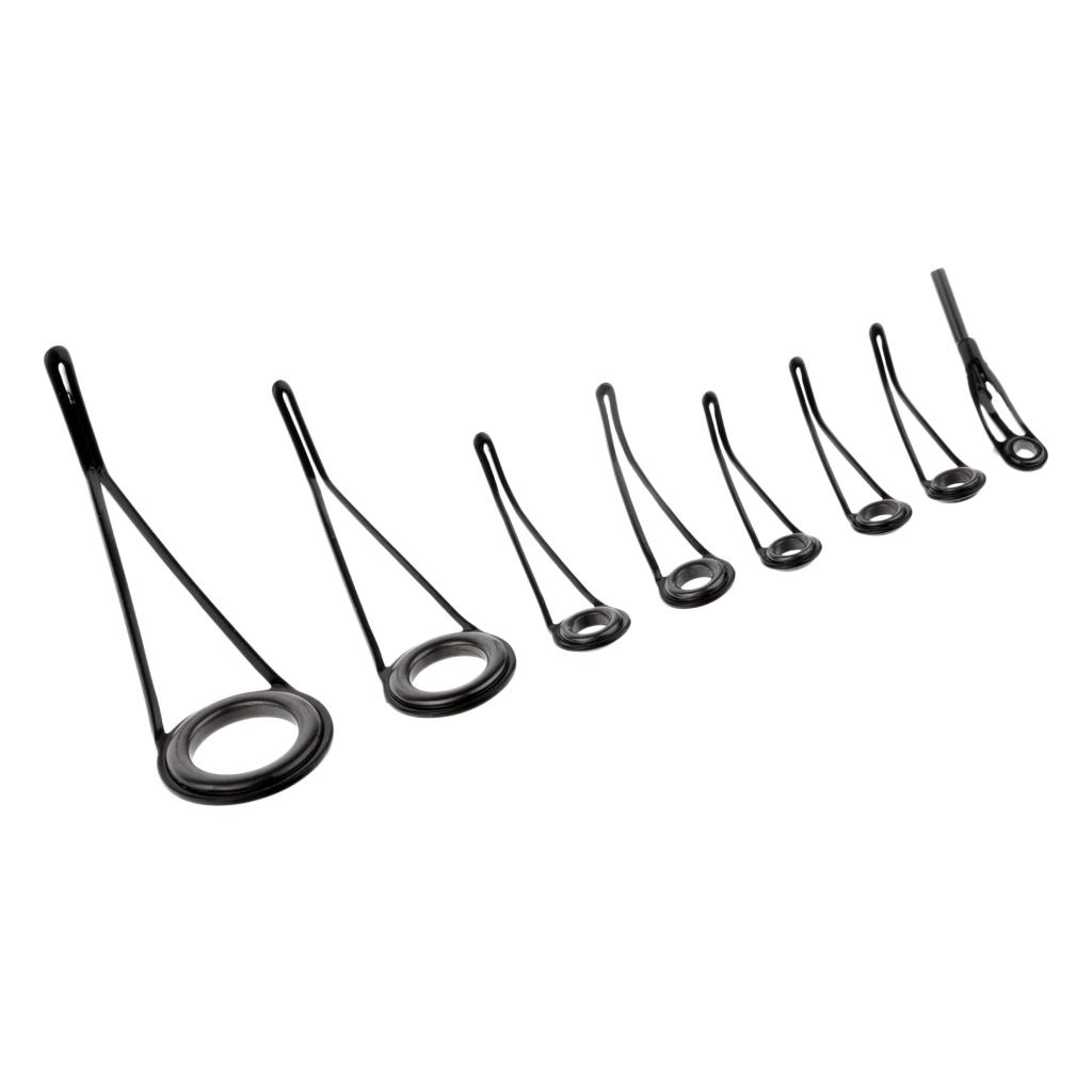 8pcs 0.28cm - 1.1cm Fishing Rod Guides Tip Tops Repair Kit Ceramic Ring Eyes