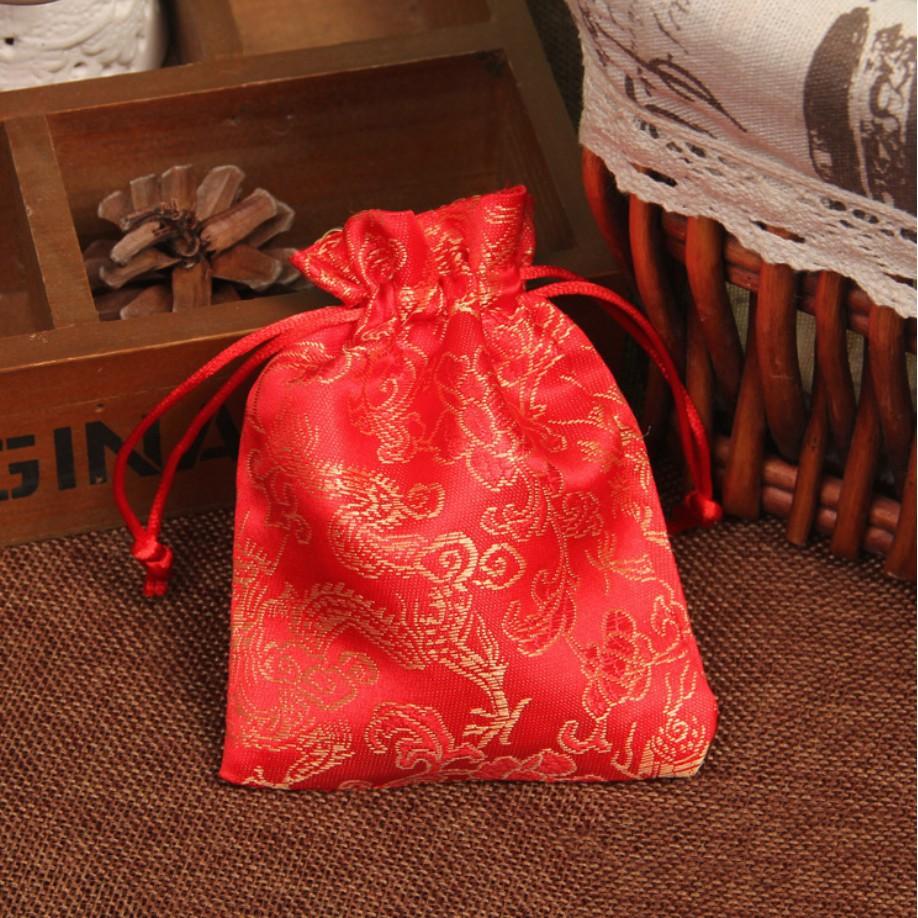 Túi gấm đỏ may mắn Long Phụng