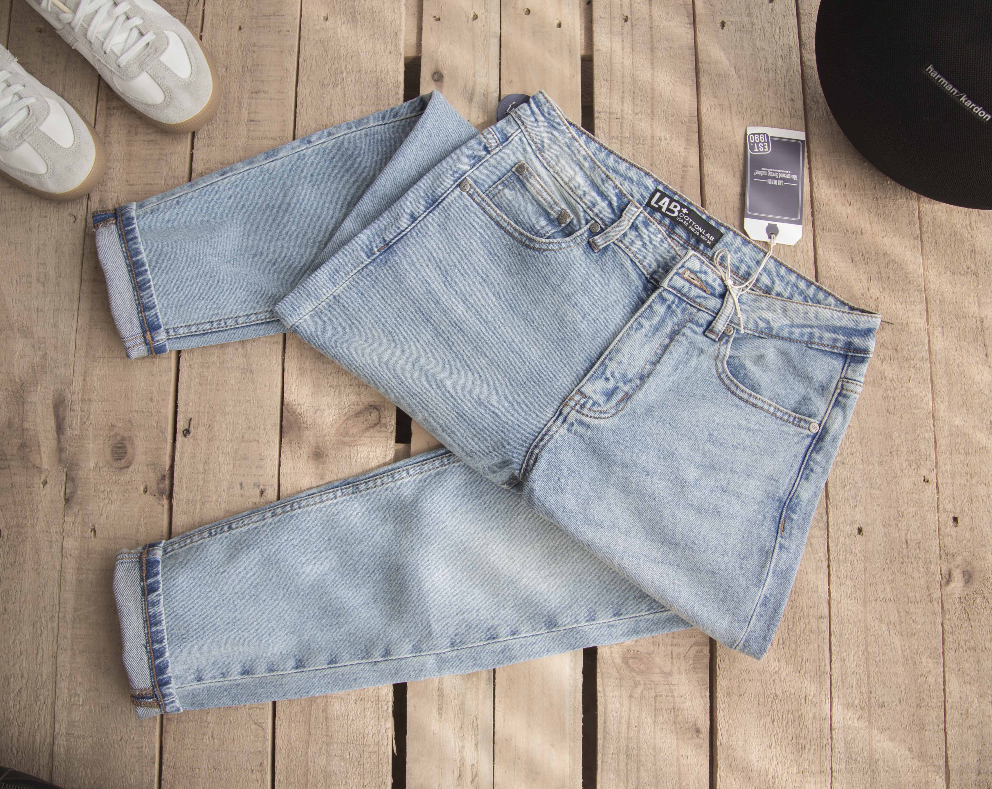 [CHÍNH HÃNG] Quần Jean nam vải Denim co giãn nhẹ form Slimfit | quần nam jean xanh bạc - LAB903