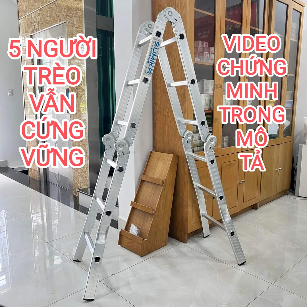 Thang nhôm xếp 4 khúc chữ A cao 1m7 Sumika cao cấp