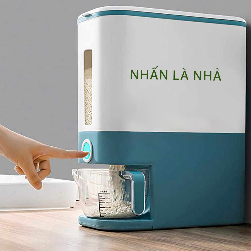 Thùng Đựng Gạo Thông Minh Nhật Bản Kèm Cốc 12kg,Nắp Kín, Tiện Lợi Thiết Kế Dạng Ấn Nút, Chất Liệu Nhựa ABS Cao Cấp,Thùng Gạo Cao Cấp, Tặng Kèm Cốc Đựng Gạo