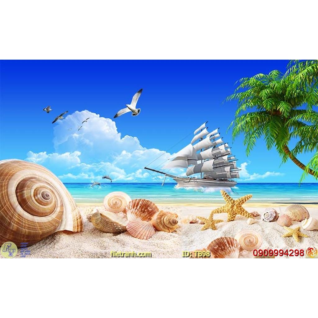 TRANH DÁN TƯỜNG 3D THUYỀN BUỒM
