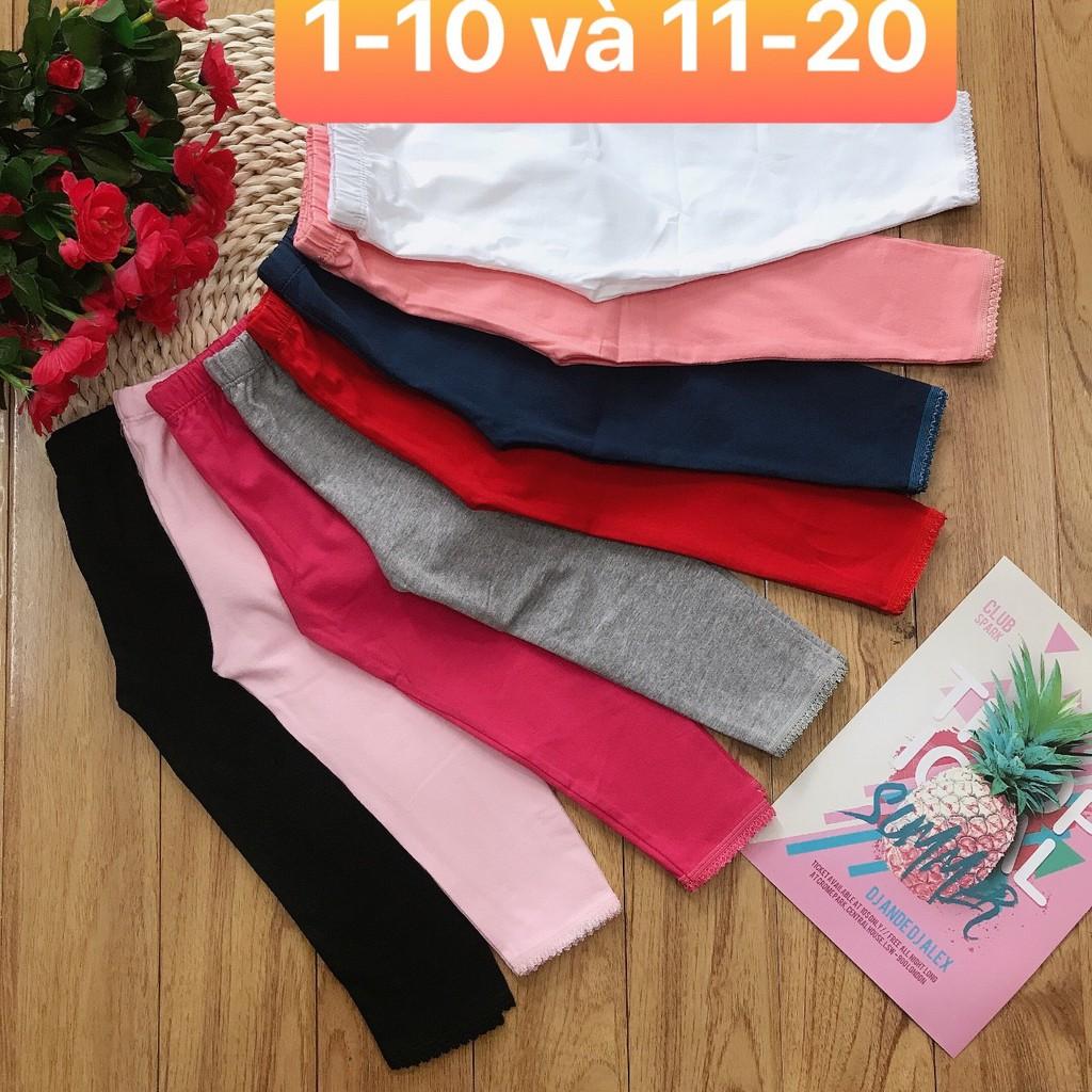 (VẢI XUẤT XỊN) SET 5 QUẦN LEGGING TRƠN/QUẦN TRƠN THUN COTTON 4 CHIỀU CHO BÉ GÁI 9-41KG