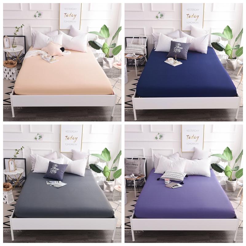 Dansunreve Đồng Màu Trang Bị Tấm Xám/Trắng Bedsheet Đôi Nữ Hoàng Bọc Nệm Cao Cấp Nhà Ga Giường Thun ban Nhạc