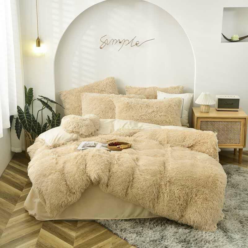 Chăn Ga Gối Nỉ Nhung Trái Tim Hàng Nhập khẩu Cao Cấp 5 Món