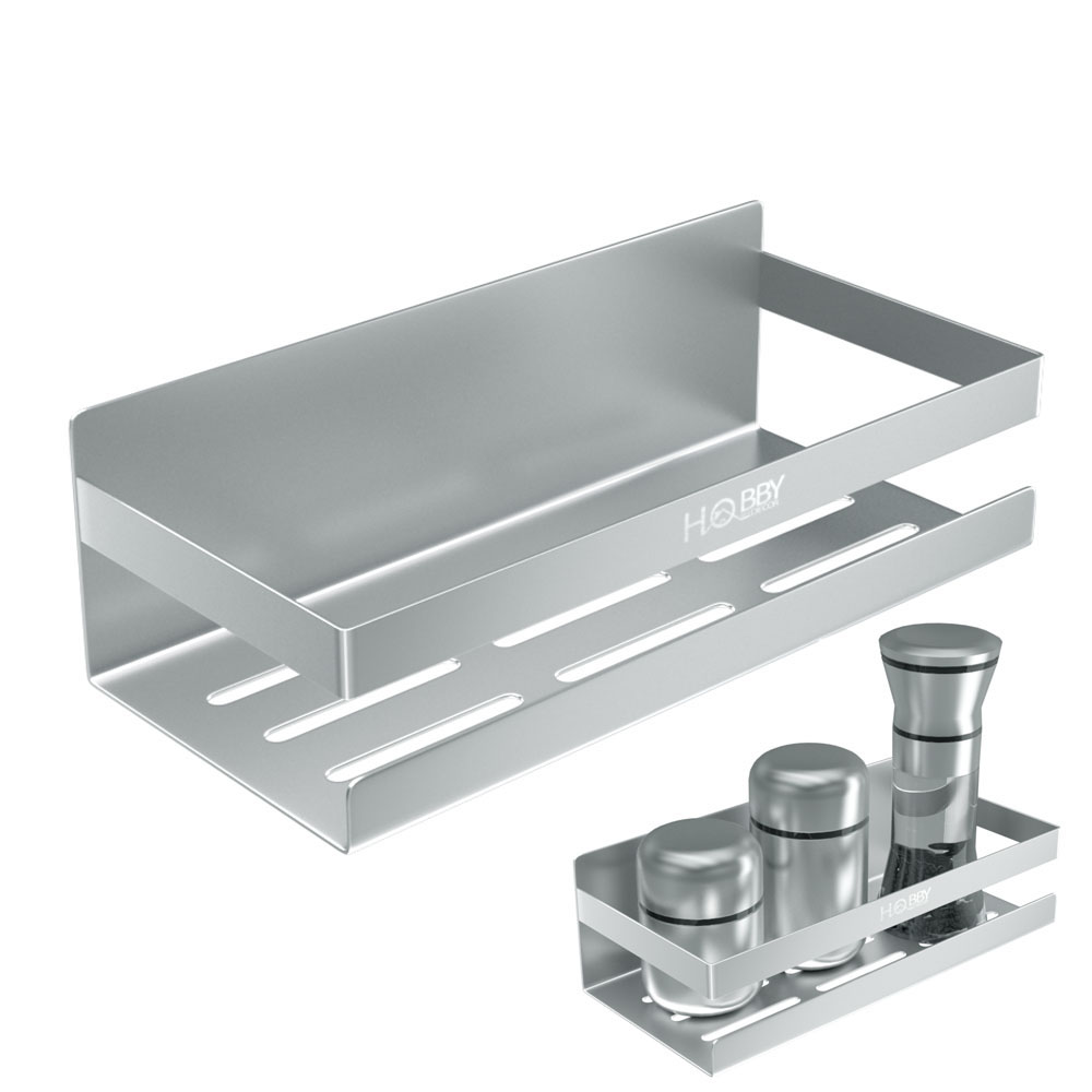 Kệ gia vị Inox 304 dán tường gạch men - có keo dán Sealant Fix -không rỉ sét, đựng được nhiều đồ dùng nhà bếp - 3 kích thước - HOBBY KGVD20 , KGVD23, KGVD28 - hàng chính hãng