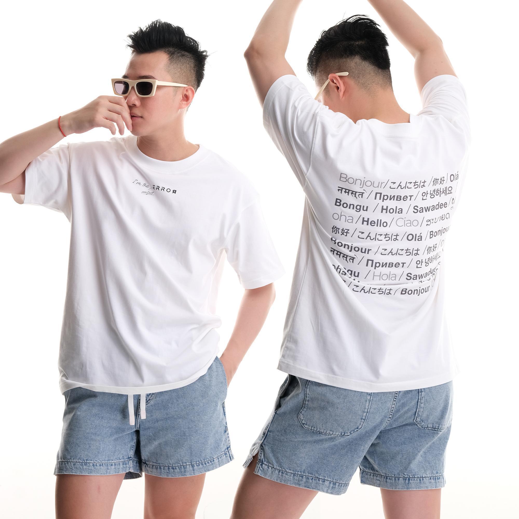 Áo Thun  Oversize Unisex Hello Local Brand Error Cotton Mỹ 100% Tee Basic Màu Trắng Vải Trơn Không Xù Lông Thoải Mái