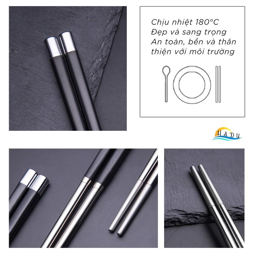 Đũa Inox 304 Kiểu Nhật Bản Chống Trơn Cao Cấp Sang Trọng HADU