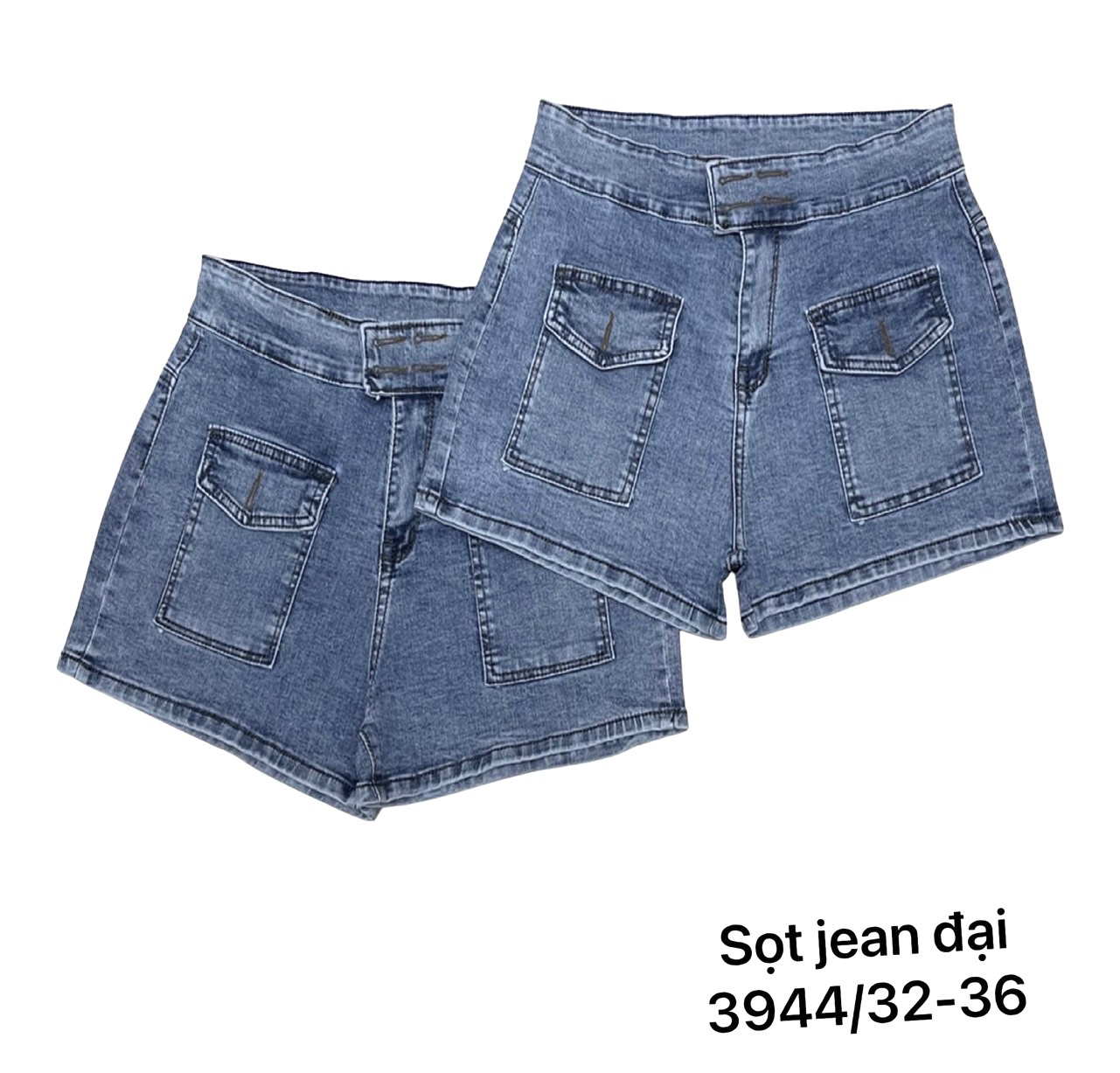 Quần short jean nữ BigSize lưng cao trên rốn, co dãn mạnh, 2 túi hộp nổi, dành cho người mập 3942 3944