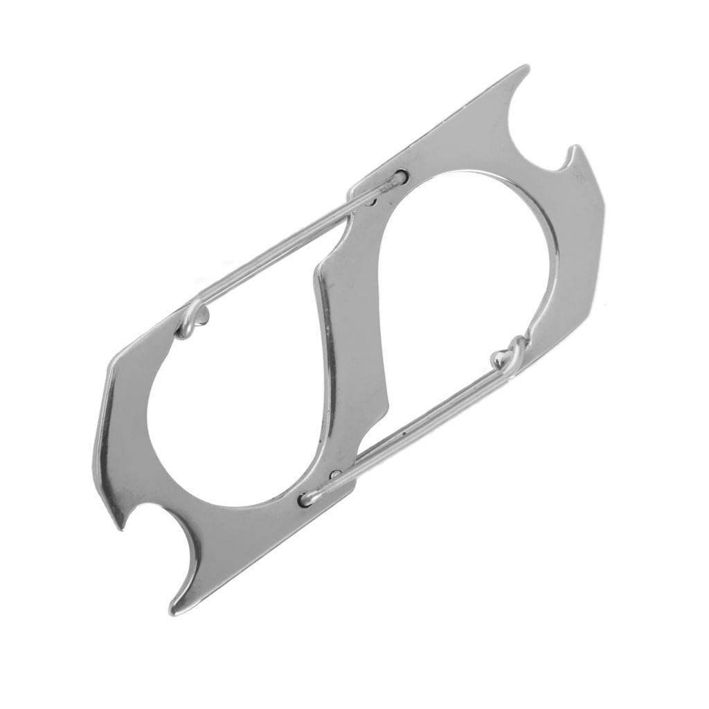Silver S-shape Camping Hiking Keyring Keychain Hanging Buckle Bottle Opener