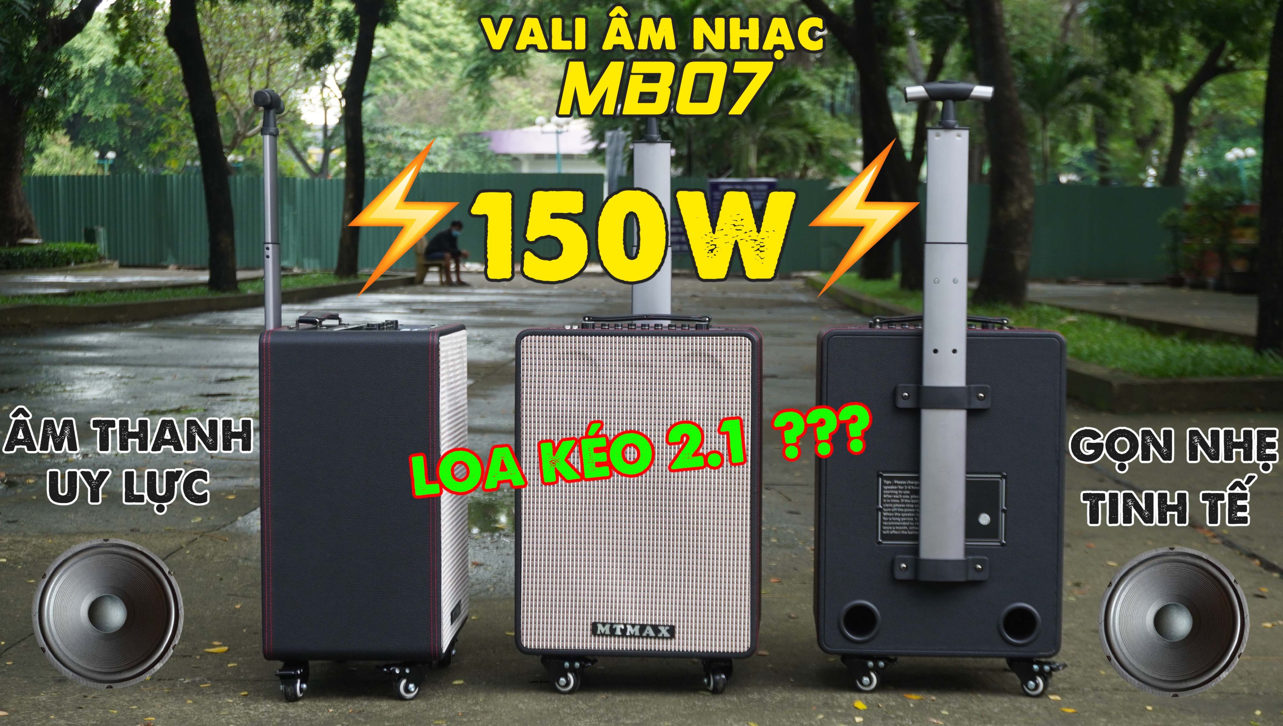 Loa kéo 2.1 cao cấp MTMAX MB07 karaoke - nghe nhạc cực đỉnh kèm 2 mico không dây có đủ hiệu ứng độc lạ tiện lợi xách tay kéo đi du lịch bảo hành 12 tháng hàng chính hãng