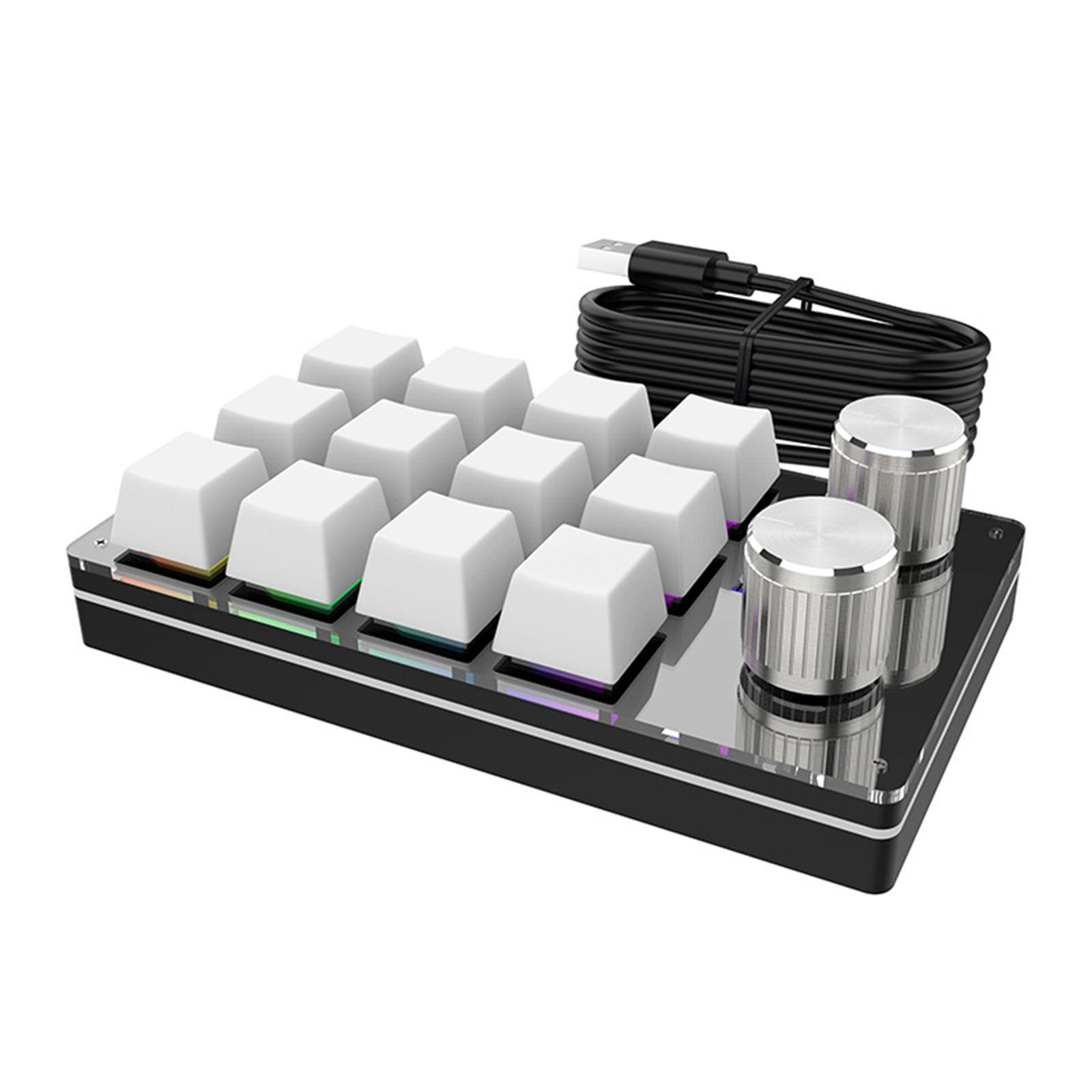12 Key Mini Keyboard, Programmable Keypad USB C Wired Multifunctional Gaming Keypad for PC