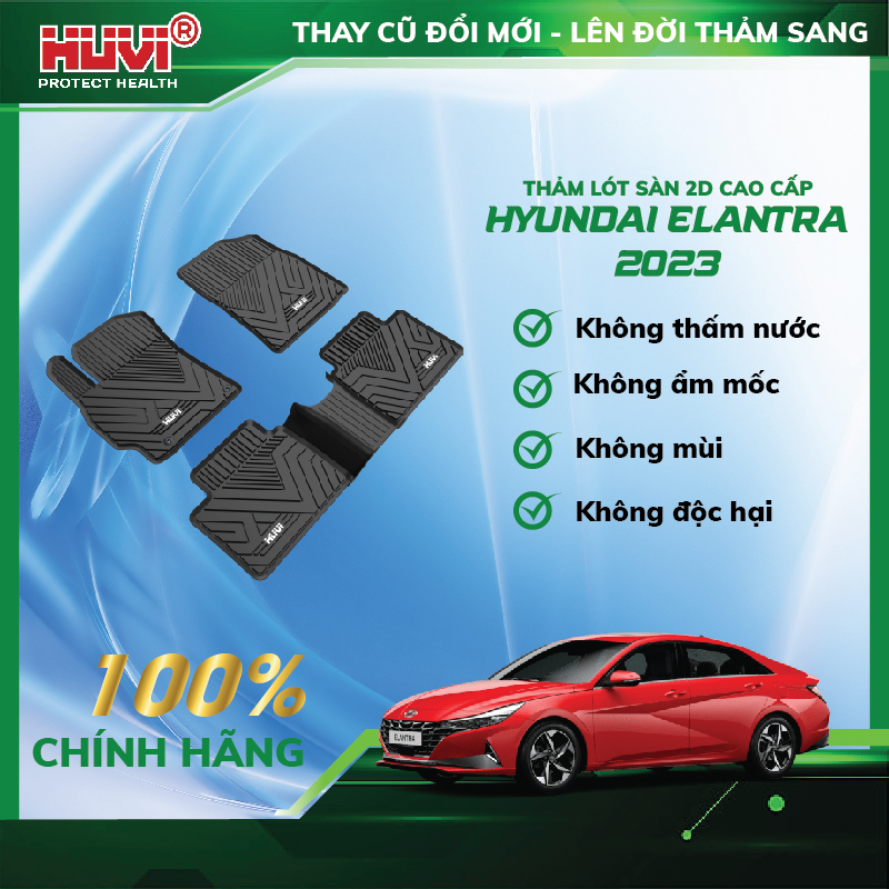 Thảm lót sàn ô tô Huvi xe Hyundai Elantra 2023 ngăn bụi bẩn, dễ vệ sinh