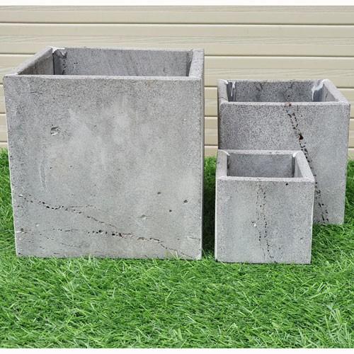 3 Chậu cây cảnh đá ong xám V20x20, V15x15, V10x10 cm