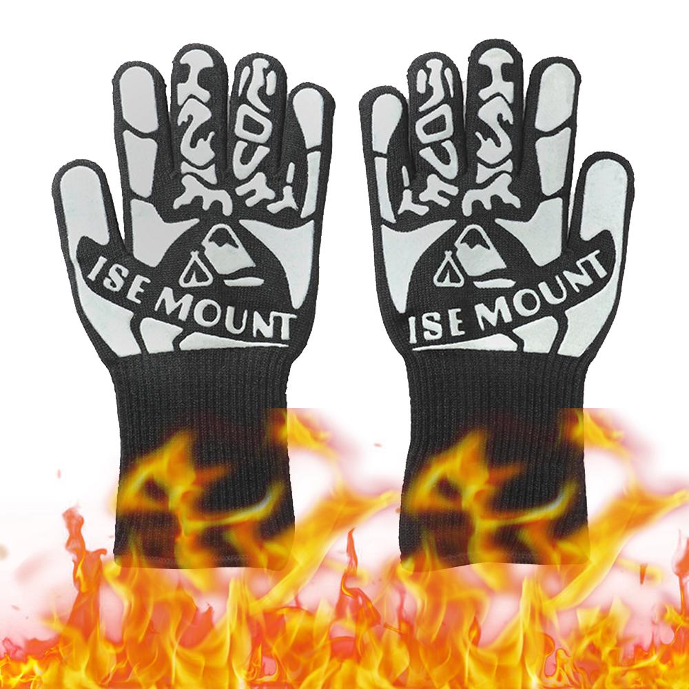 Flameretardant Heat Insulation Gloves High Temperature Proof Gloves Outdoor Camping Picnic BBQ Cotton Lining Gloves