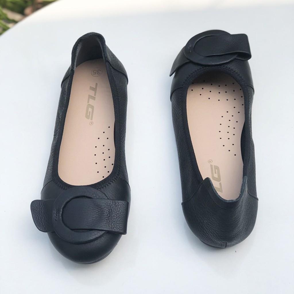 Giày búp bê da khóa tròn thời trang phong cách 21449