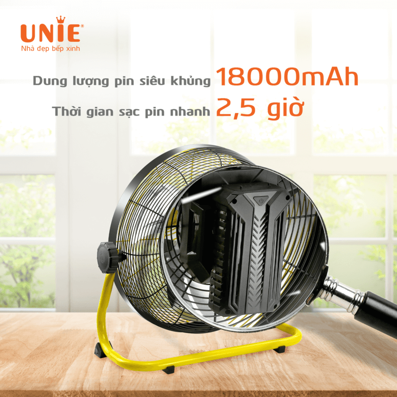 Quạt Tích Điện Công Nghệ Đức Unie UE-880 Thời Gian Sử Dụng 48 Giờ, Sạc Pin 2.5 Giờ Cao Cấp - Hàng Chính Hãng