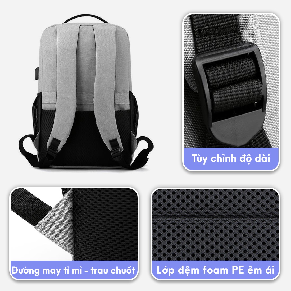 Balo Nam Nữ MENDO - Balo thời trang cao cấp, có cổng USB siêu tiện dụng- B8002