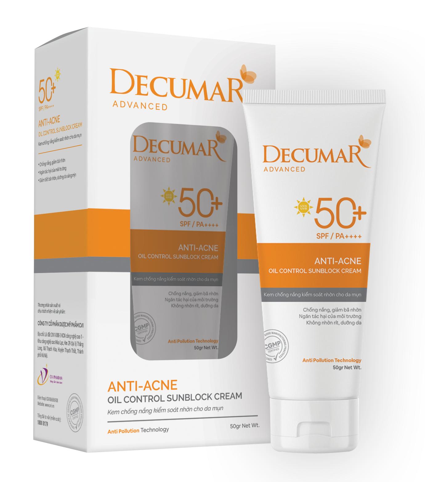 Kem chống nắng Decumar Advaced Sunblock hoàn toàn mới 50g