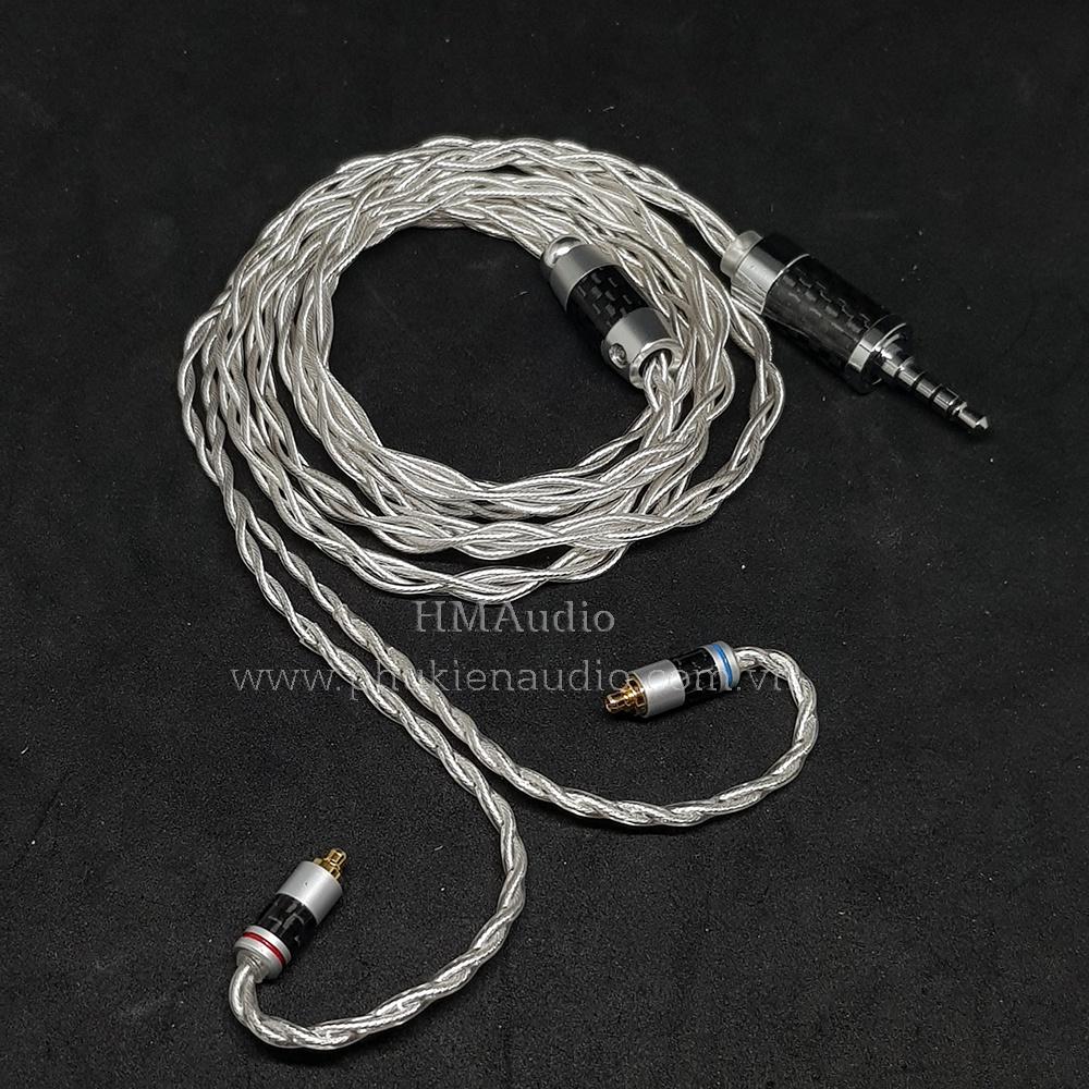 Dây tai nghe đồng mạ bạc 7N OCC Litz 24AWG đường kính dây đơn 1.2mm tết 4 sợi - Connetor IM01/02/03 IM50/70 A2DC IE80/80s IE40Pro IE100/500 IE300/900 2Pin MMCX