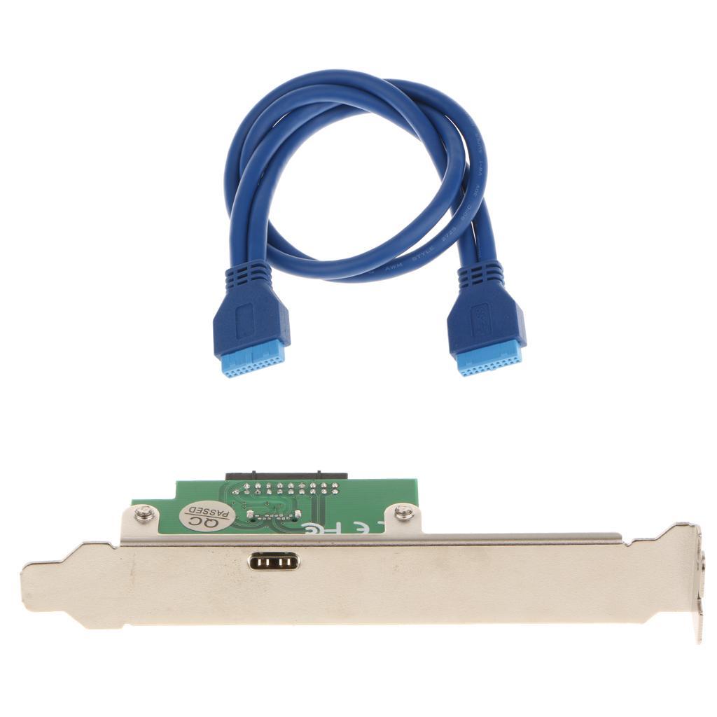 Motherboard 19 Pin Header to USB 3.0 Type C Adapter Converter Bracket Card