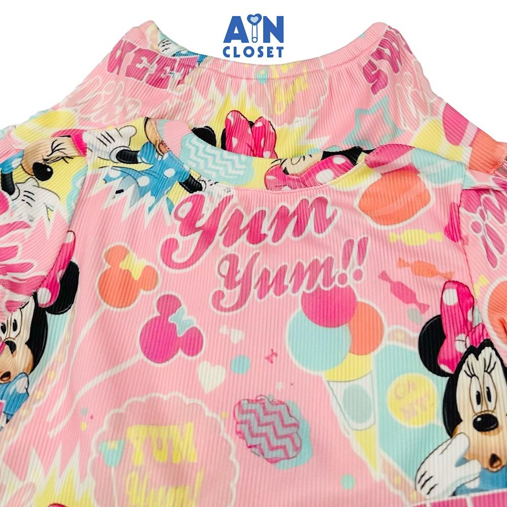 Bộ quần áo Ngắn bé gái hoạ tiết Chuột Mina Hồng Thun cotton - AICDBGZTSI7Y - AIN Closet
