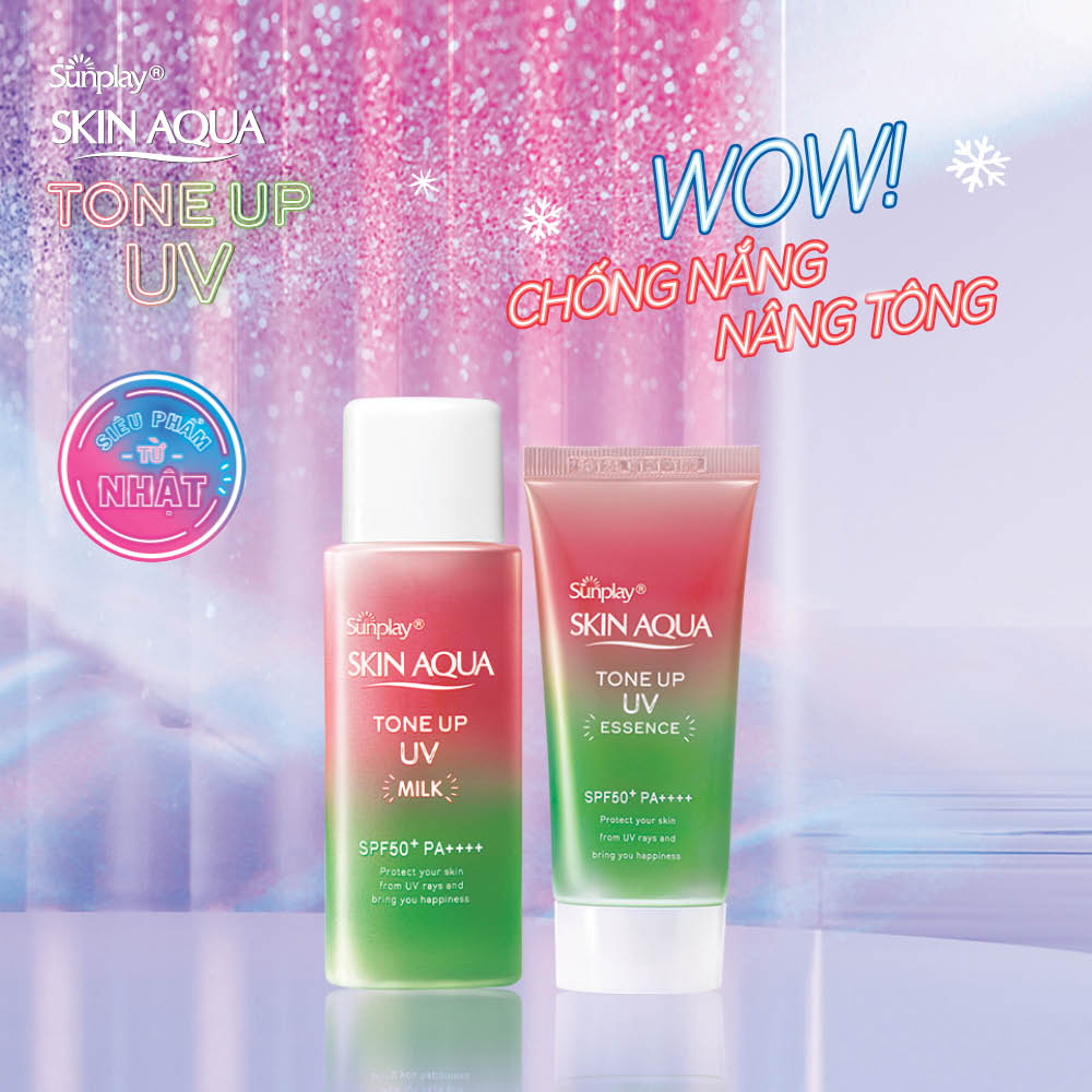 Sữa Chống Nắng Nâng Tông Dành Cho Da Dầu/Hỗn Hợp Sunplay Skin Aqua Tone Up UV Milk Happiness Aura (Rose) (Cho Da Sáng Hồng, Khuyết Điểm Xanh) (50g)