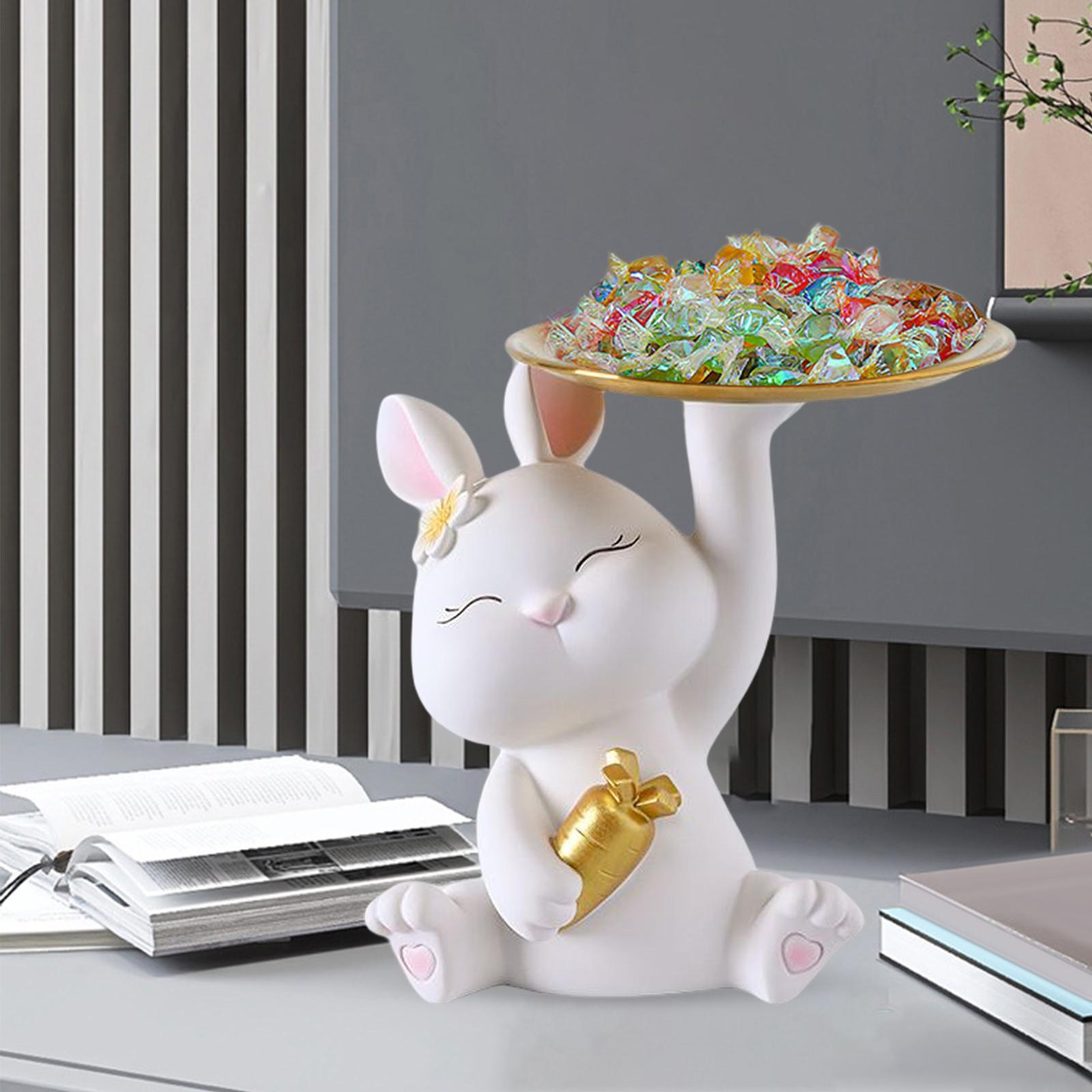 Bunny Statue Storage Tray Desk Organizer for Shop Tabletop Dining Room