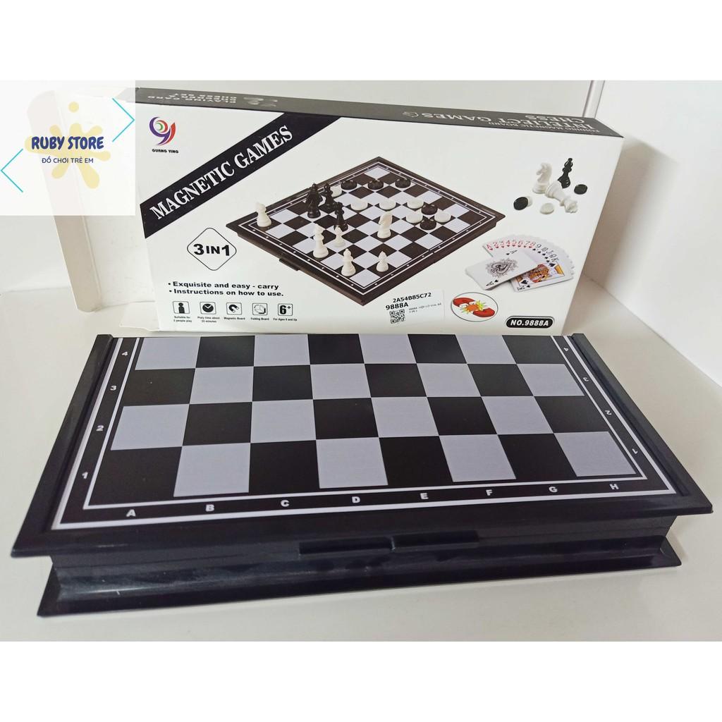 BỘ CỜ VUA NAM CHÂM, BÀI TÂY, CA-RÔ XÚC XẮC (CHESS 3 IN 1)