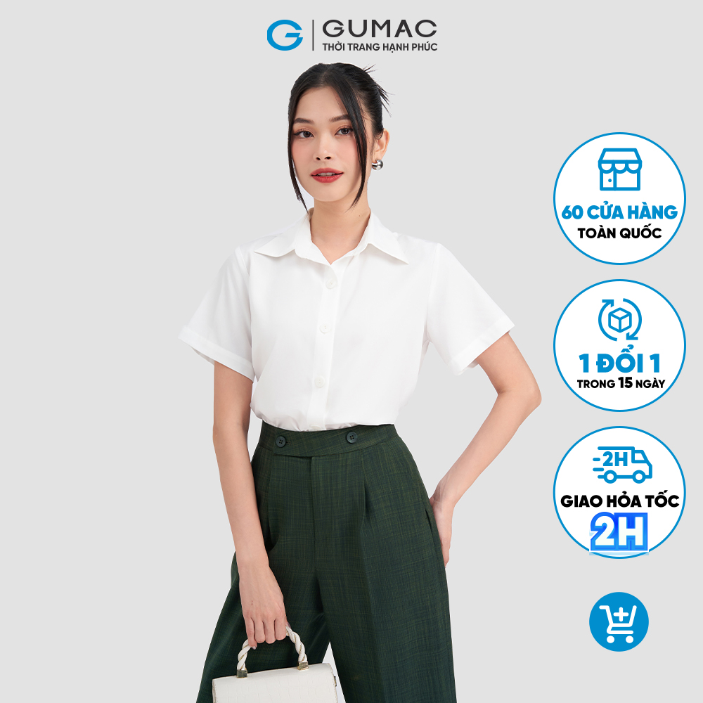 Áo sơ mi trắng tay ngắn cơ bản GUMAC AD03043