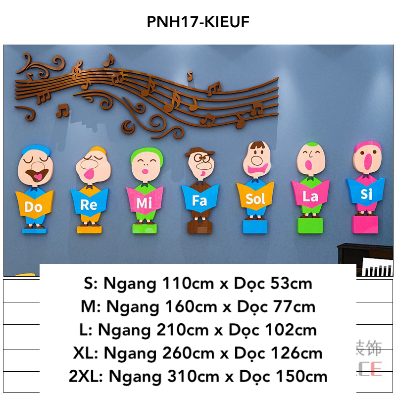 Tranh mica 3d dán tường Lớp Học Dạy Âm Nhạc trang trí Mầm Non, trẻ em, mẫu giáo, nốt nhạc, phím đàn piano,music - EPeBen