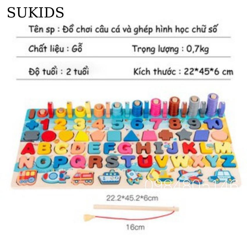 Bộ Đồ Chơi Câu Cá Xếp Hình , Số Và Chữ 6 Trong 1 Phát Triển Tư Duy Cho Bé - Đồ Chơi Gỗ Thông Minh - Vận Chuyển Miễn Phí Toàn Quốc