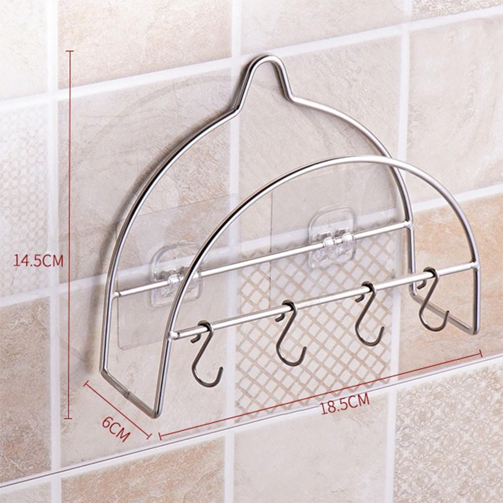 Giá Để Thớt INOX H7 Gắn Tường Sạch Sẽ - Kèm 4 Móc Treo Khăn, Treo Đồ Nhà Bếp Đa Năng